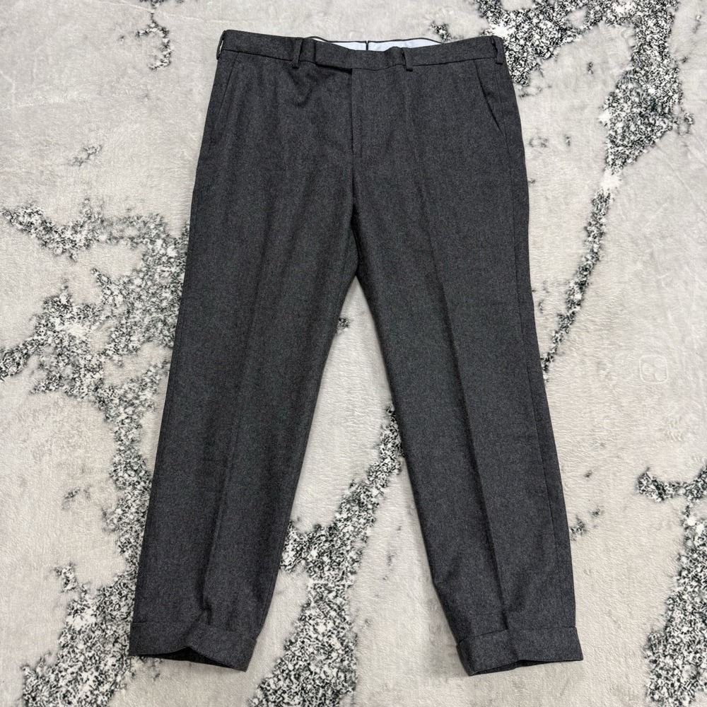 Frank Stella Wool Dress Pants Mens Size 38 Gray Flat Front Trousers Classic